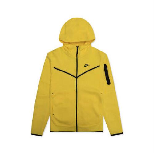 Nike Men`s Sportswear Tech Fleece Full Zip Hoodie Yellow Strike CU4489-765 - Yellow
