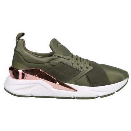 Puma 383954-03 Womens Muse X5 Metal Lace Up Sneakers Shoes Casual - Green