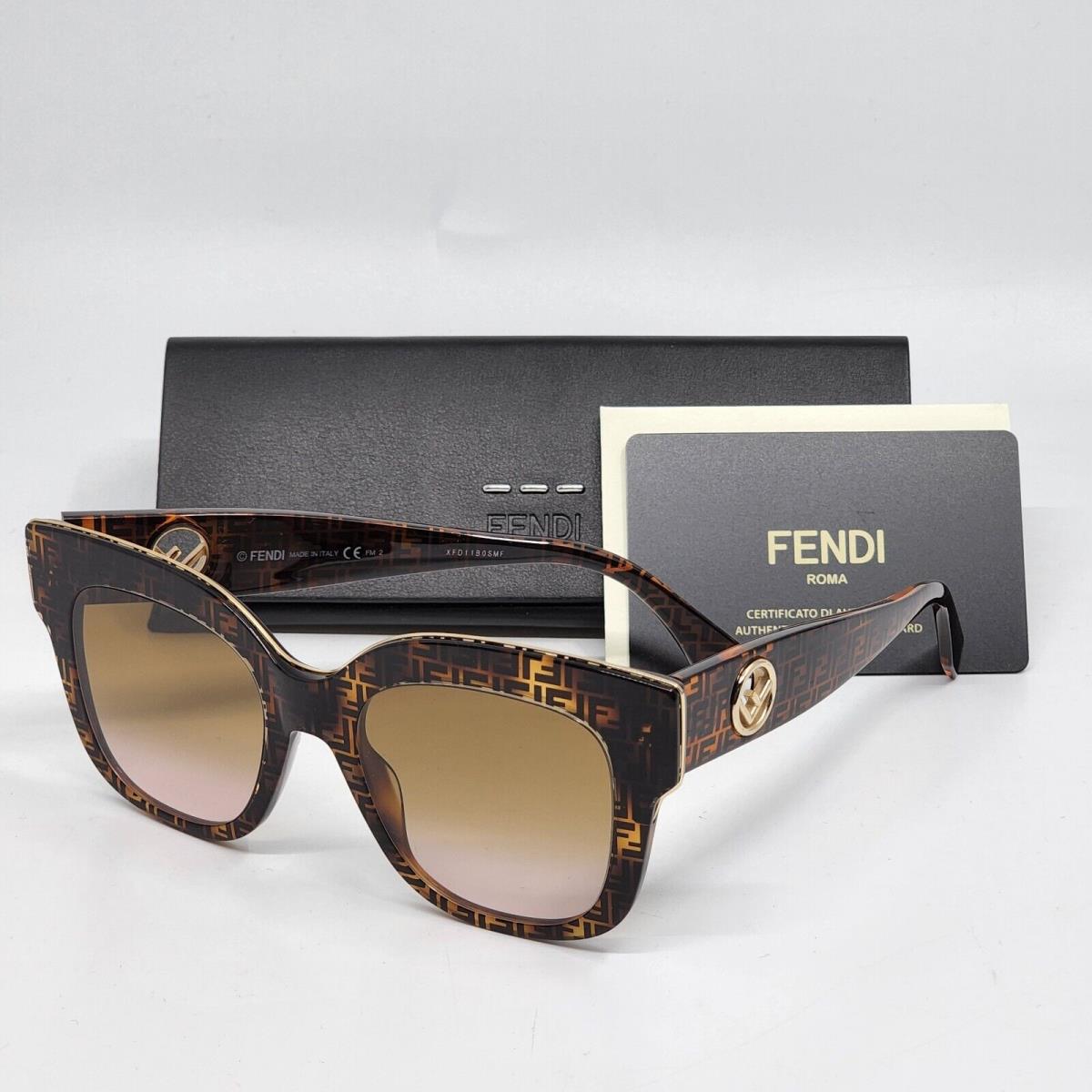 Fendi FF 0359G/S VH8 Havana Logo Pattern Brown Gradient Women`s Sunglasses