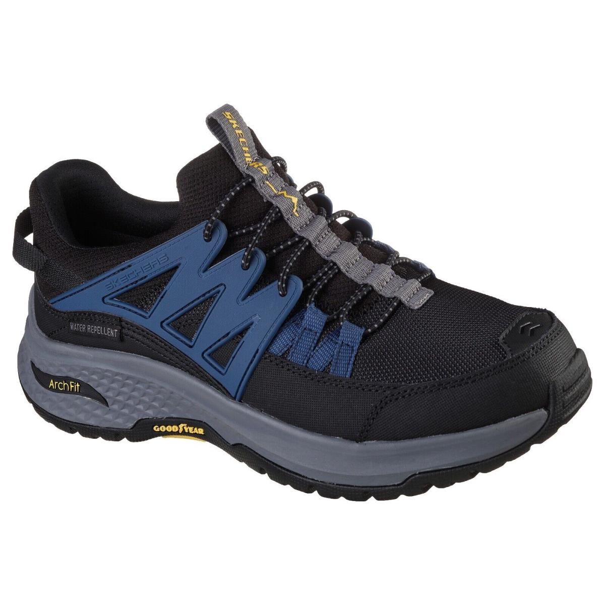 Men Skechers Rlft Ripple Gilden Trail Shoes 204583 /bkbl Multi Sizes Black/blue - Black/Blue
