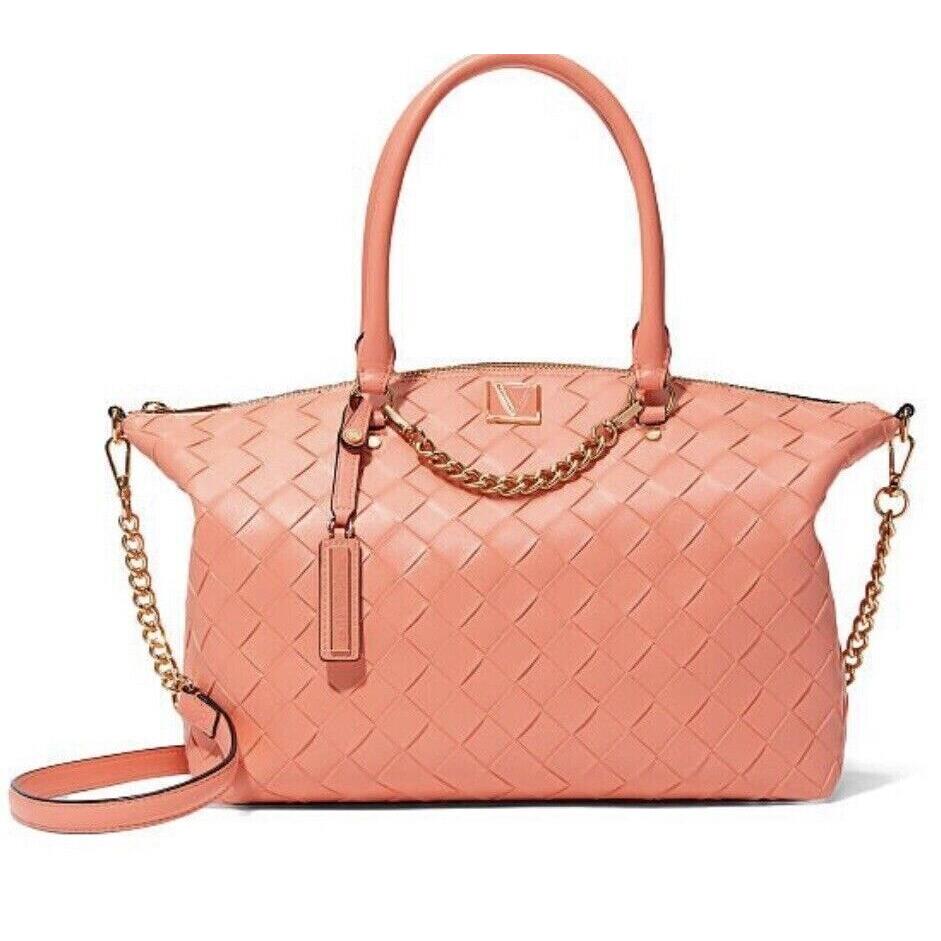 Victoria`s Secret Victoria Slouchy Satchel Guava Woven Orange/ Pink Orchid Blush Guava Woven Peach Orange