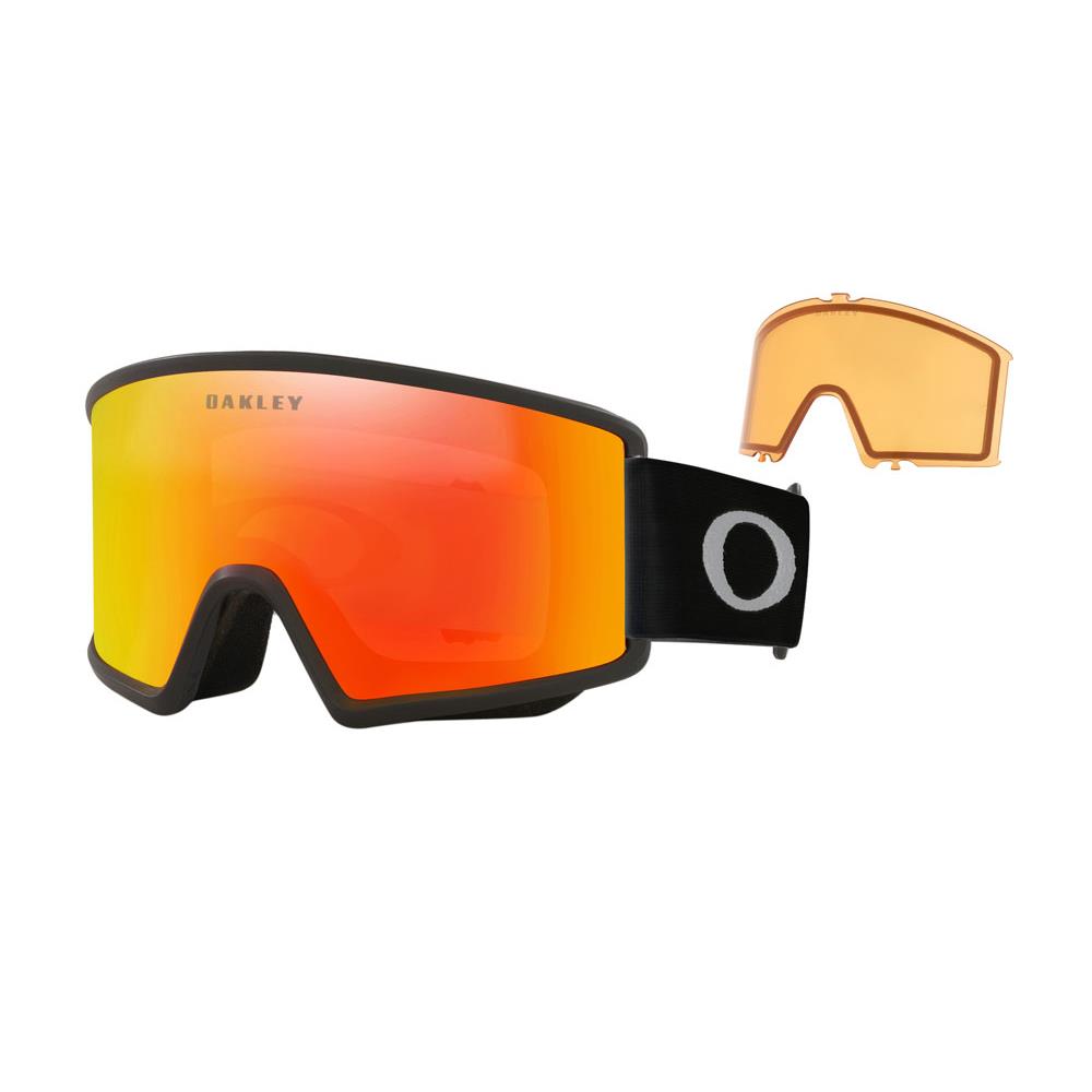 Oakley Target Line M Goggles -new- High Definition Cylindrical Lens + Warranty Mat Black / Fire Iridium 12% + Persimmon 57%