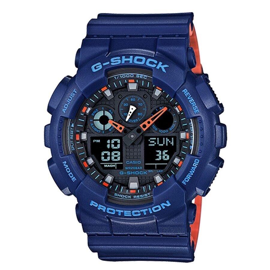 Casio G-shock GA100L-2A Men`s Analog Digital X Large Blue / Orange Watch