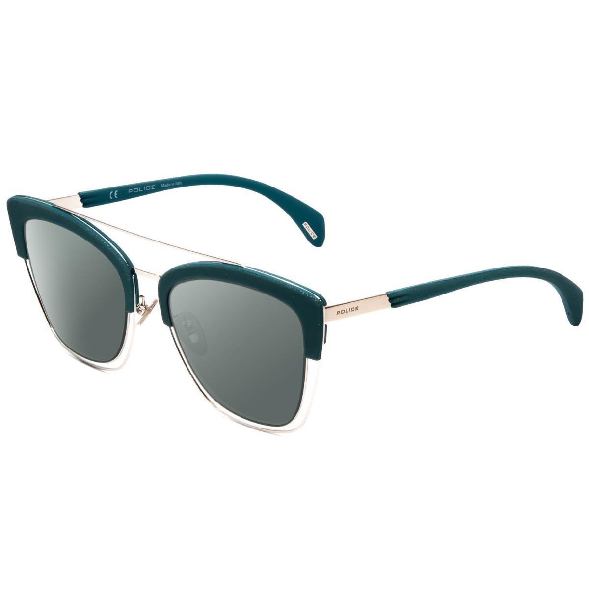 Police SPL618 Cateye Designer Polarized Sunglasses in Teal Crystal 54mm 4 Option Smoke Grey Polar