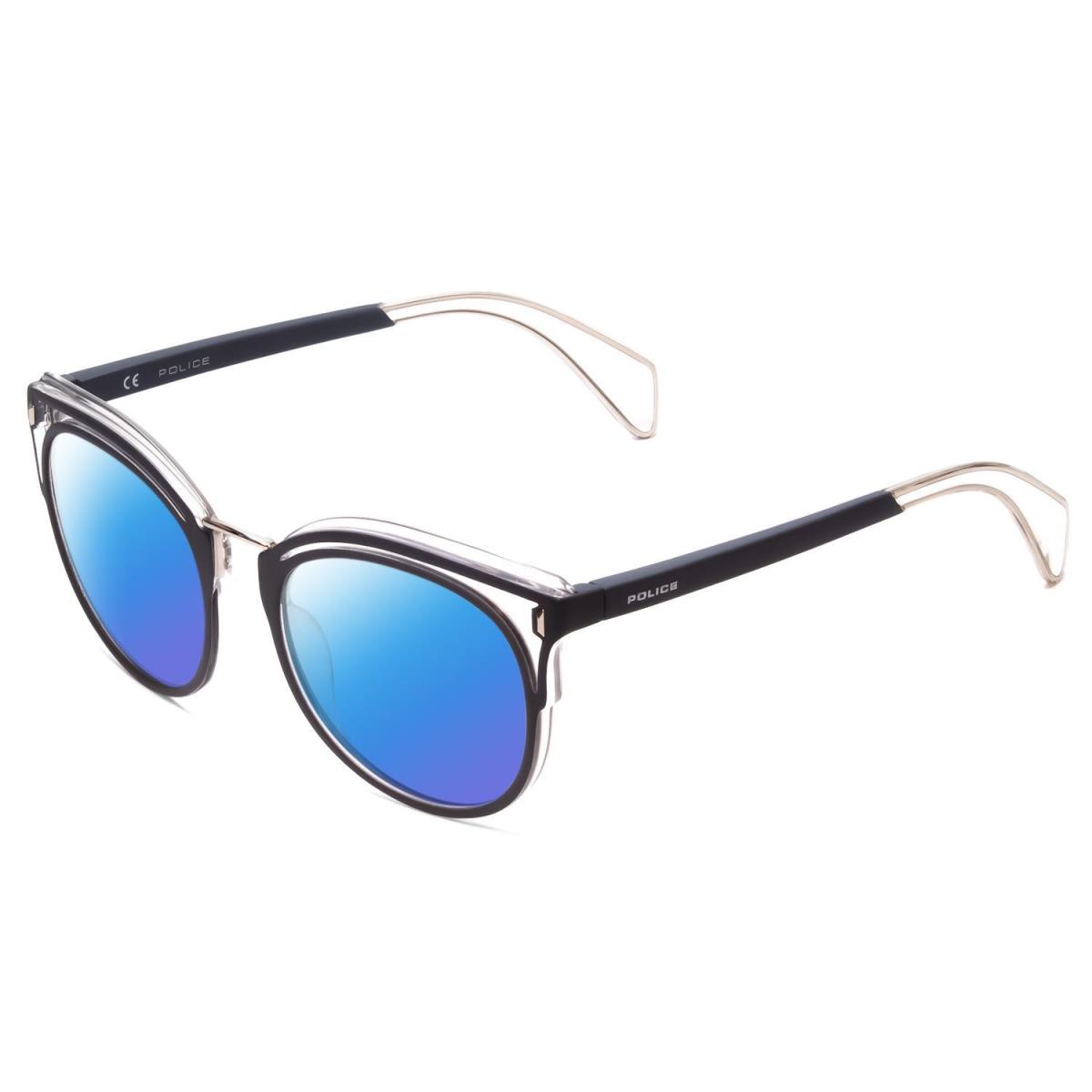 Police SPL642 Unisex Cateye Designer Polarized Sunglasses Crystal 52mm 4 Options Blue Mirror Polar