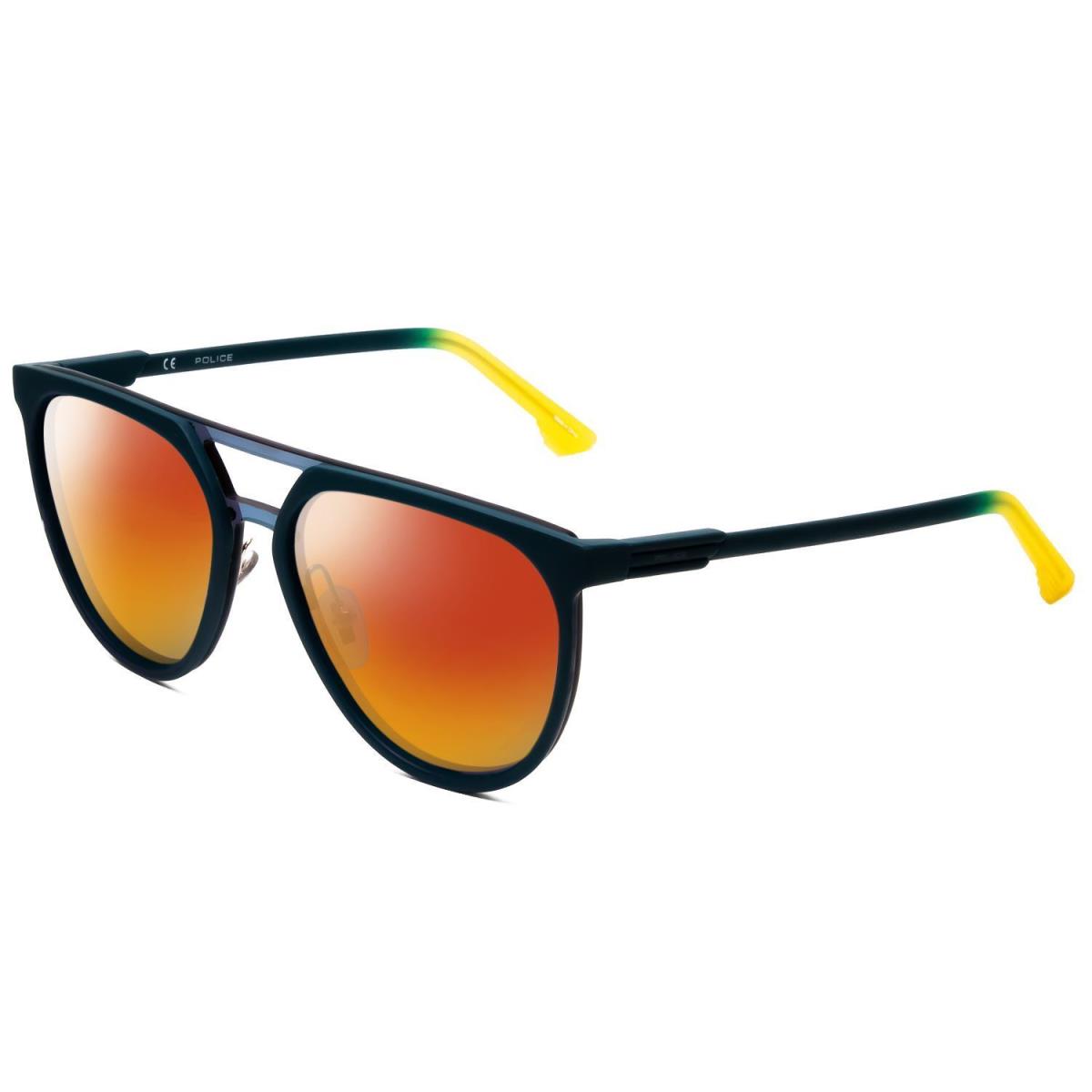 Police SPL586 Square Designer Polarized Sunglasses in Green Yellow 57mm 4 Option Red Mirror Polar