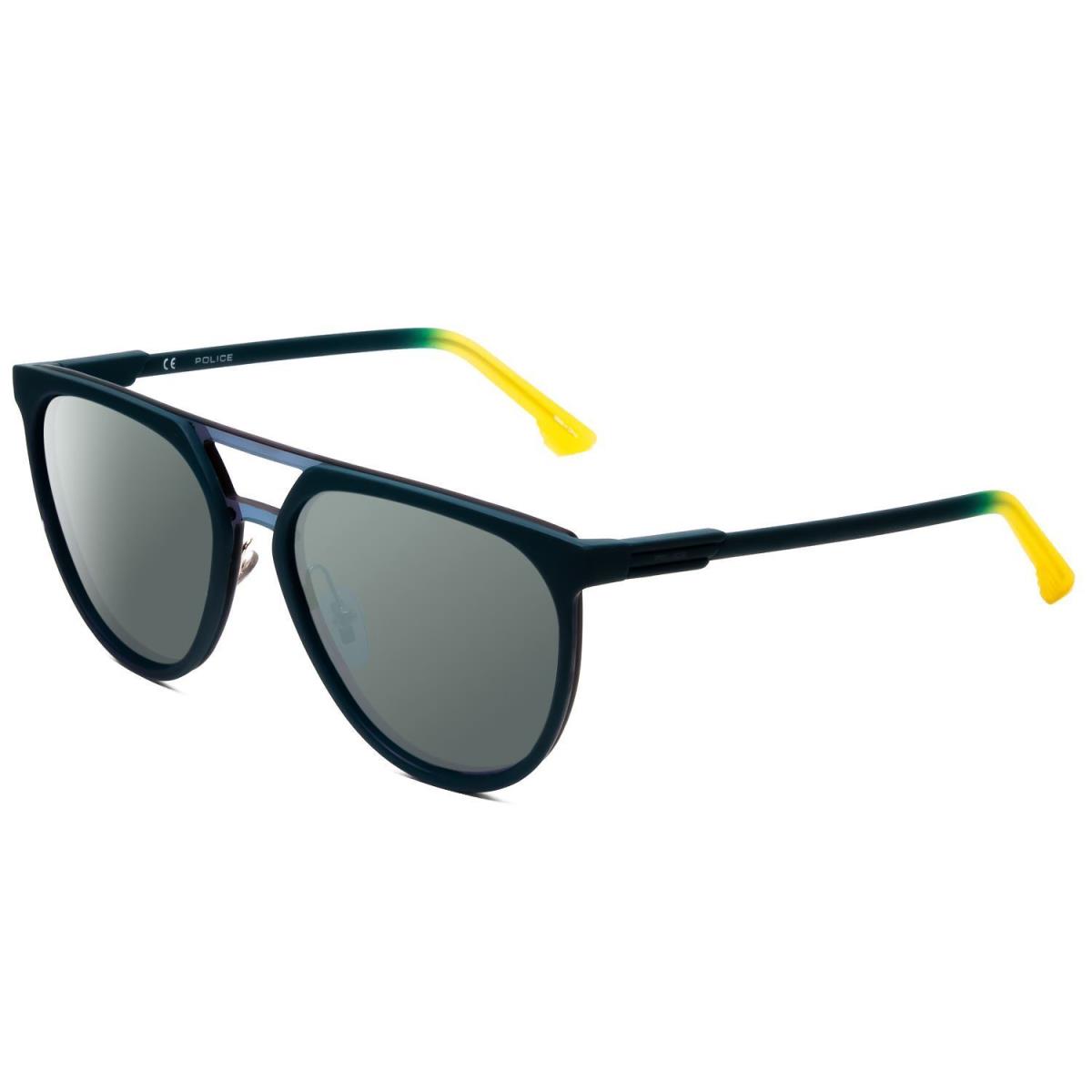 Police SPL586 Square Designer Polarized Sunglasses in Green Yellow 57mm 4 Option Smoke Grey Polar