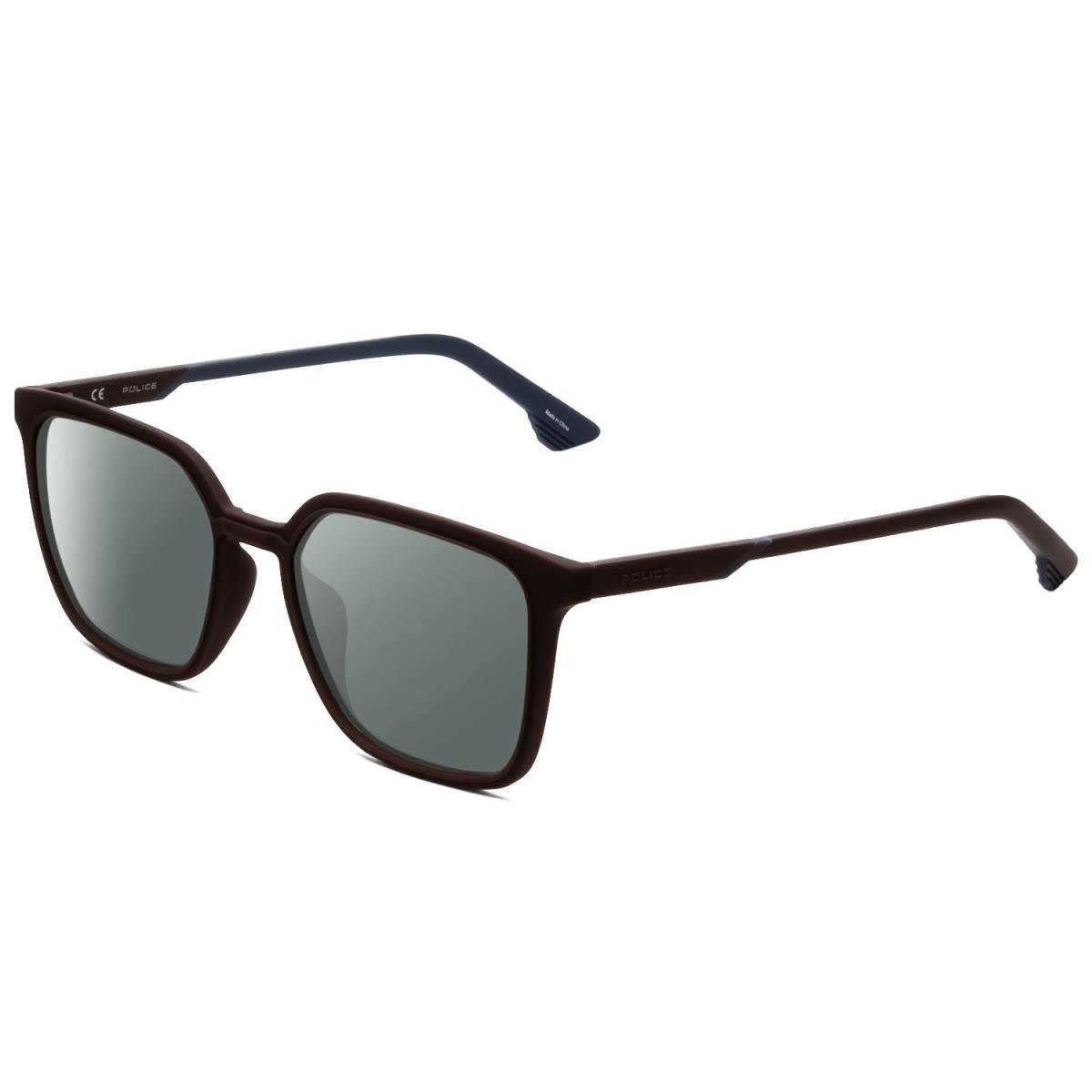 Police SPL769 Square Designer Polarized Sunglasses in Brown Blue 54mm 4 Option Smoke Grey Polar