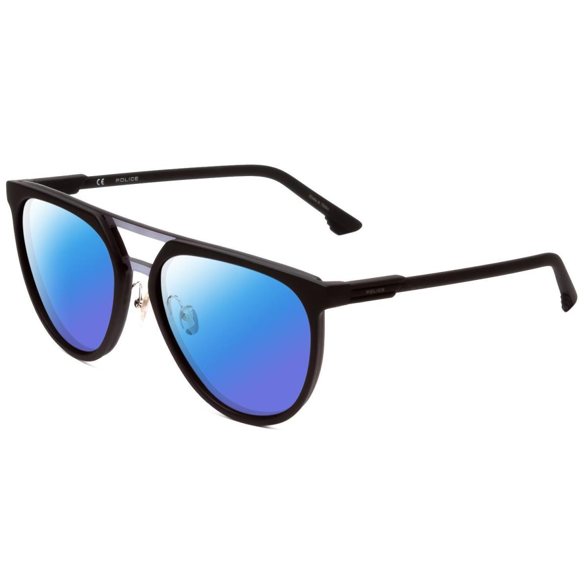 Police SPL586 Square Designer Polarized Sunglasses in Matte Black 57mm 4 Options Blue Mirror Polar