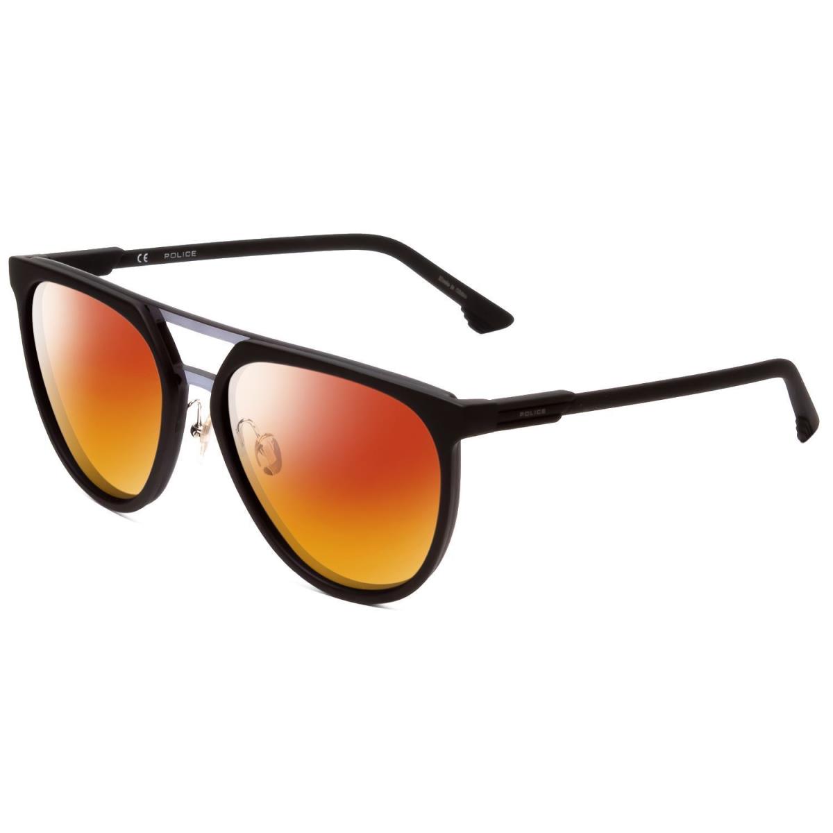 Police SPL586 Square Designer Polarized Sunglasses in Matte Black 57mm 4 Options Red Mirror Polar