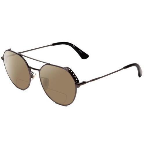 Police SPL636N Round Polarized Bi-focal Sunglasses in Dark Gun Metal Silver 55mm Brown