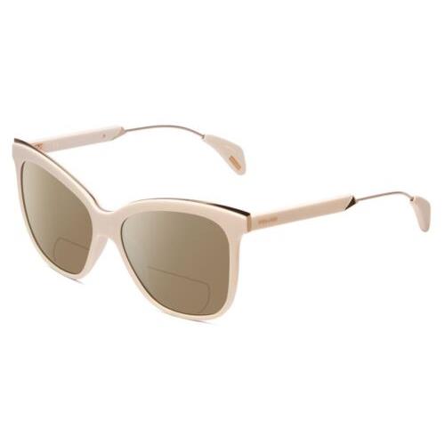 Police SPL621 Affair-2 Cateye Polarized Bi-focal Sunglasses in Ivory White 56 mm Brown