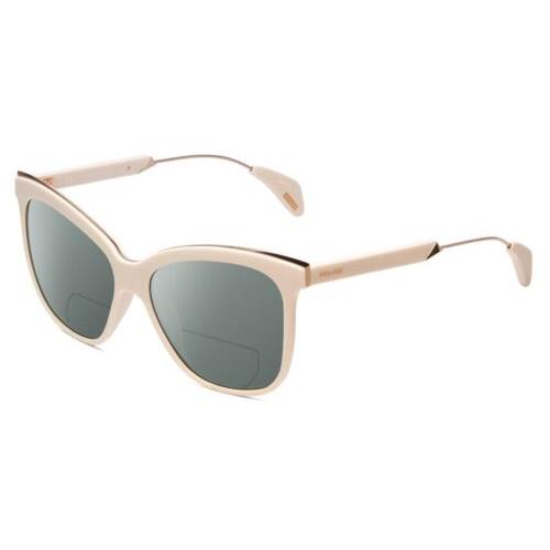 Police SPL621 Affair-2 Cateye Polarized Bi-focal Sunglasses in Ivory White 56 mm Grey