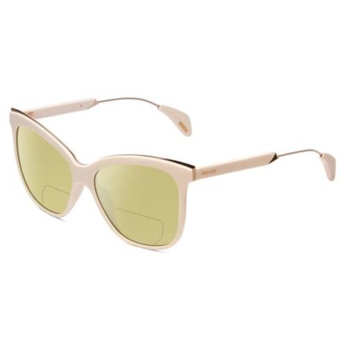 Police SPL621 Affair-2 Cateye Polarized Bi-focal Sunglasses in Ivory White 56 mm Yellow