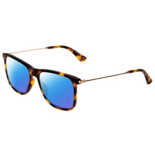 Police SPL572 Polarized Bi-focal Sunglasses in Tortoise Brown Gold Silver 56 mm Blue Mirror