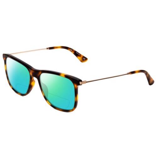 Police SPL572 Polarized Bi-focal Sunglasses in Tortoise Brown Gold Silver 56 mm Green Mirror