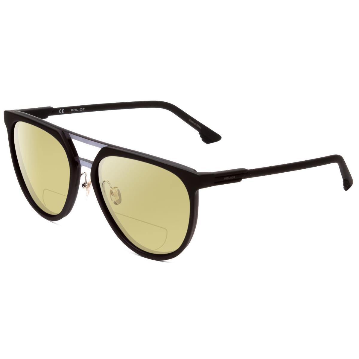 Police SPL586 Unisex Polarized Bi-focal Sunglasses in Matte Black 57mm 41 Option Yellow