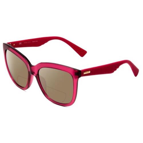 Police SPL410 Cateve Polarized Bi-focal Sunglasses in Pink Crystal Glitter 56 mm Brown