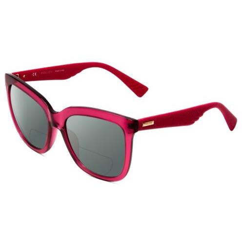 Police SPL410 Cateve Polarized Bi-focal Sunglasses in Pink Crystal Glitter 56 mm Grey