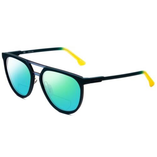 Police SPL586 Polarized Bi-focal Sunglasses Green Marine Yellow 57 mm 41 Options Green Mirror