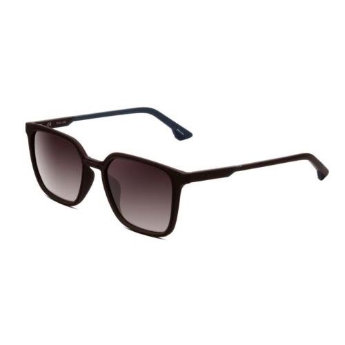 Police SPL769 Unisex Square Designer Sunglasses in Matte Brown Blue Brown 54mm
