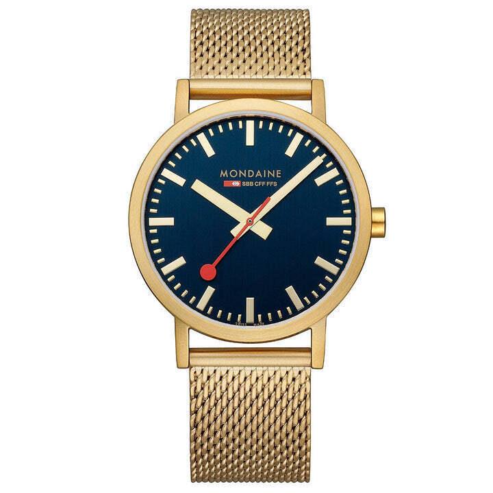 Mondaine A660.30360.40SBM Classic Deep Ocean Blue Golden 40mm Quartz Wrist Watch