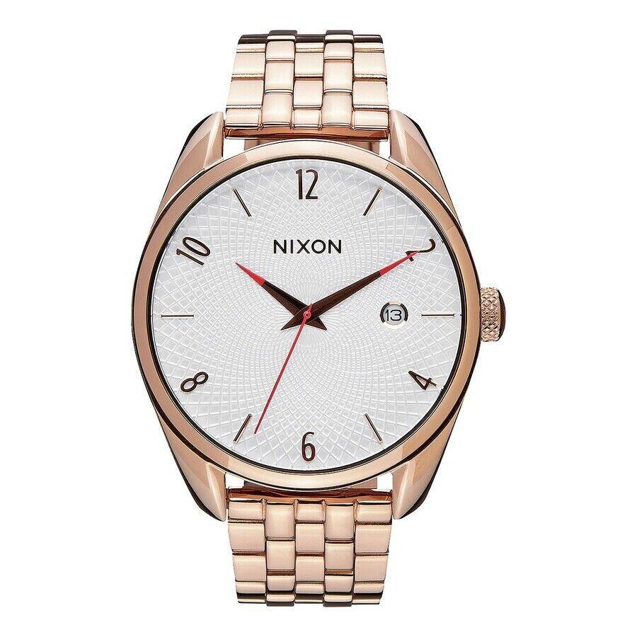 Nixon A4182183 White Dial Rose Gold Stainless Steel Bracelet Womens Bullet Watch