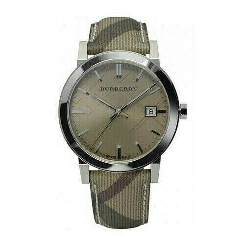 Burberry BU9029 City Nova Check Stainless Steel Unisex Swiss Watch - Beige Face, Brown / Beige / Check Dial, Trench check Band