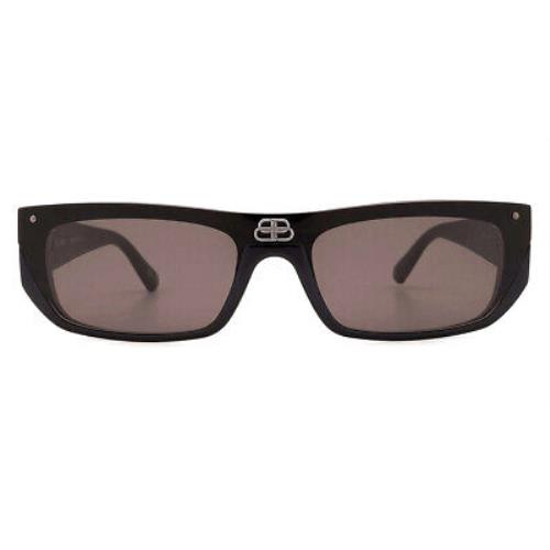 Balenciaga BB0080S Sunglasses Black Gray Rectangle 99mm