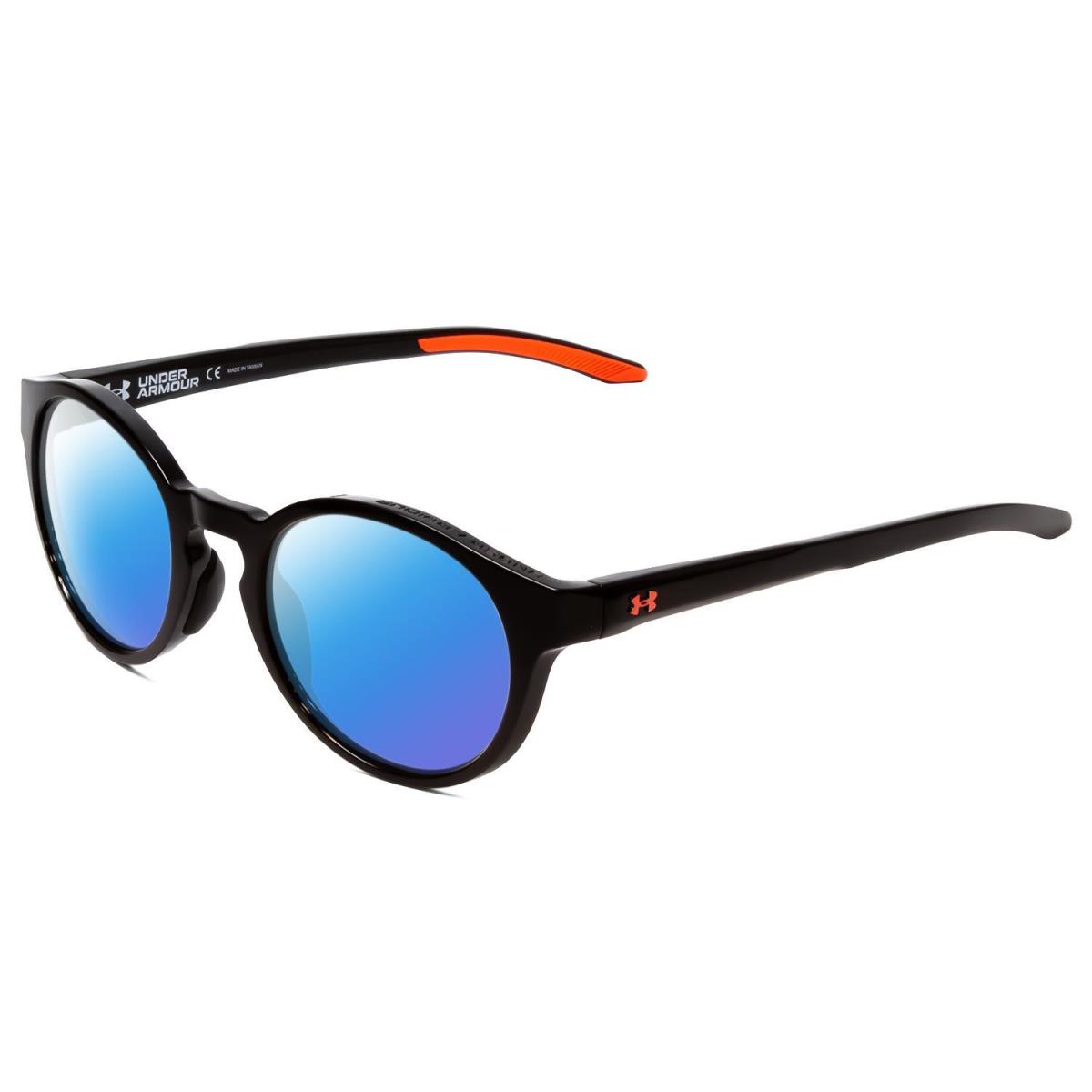 Under Armour Infinity Unisex Round Polarized Sunglasses in Black Coral Pink 52mm Blue Mirror Polar