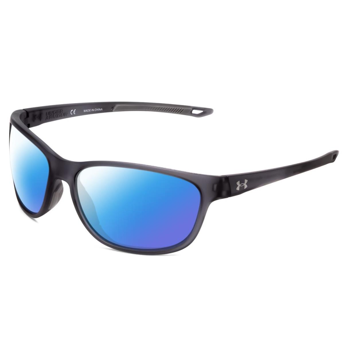 Under Armour Undeniable Unisex Oval Polarized Sunglasses Matte Crystal Grey 61mm Blue Mirror Polar