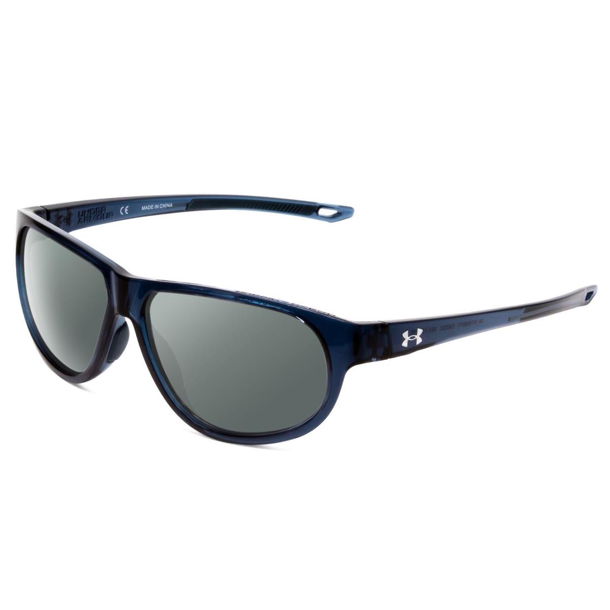 Under Armour Intensity Ladies Oval Polarized Sunglasses Matte Blue Crystal 59 mm Smoke Grey Polar