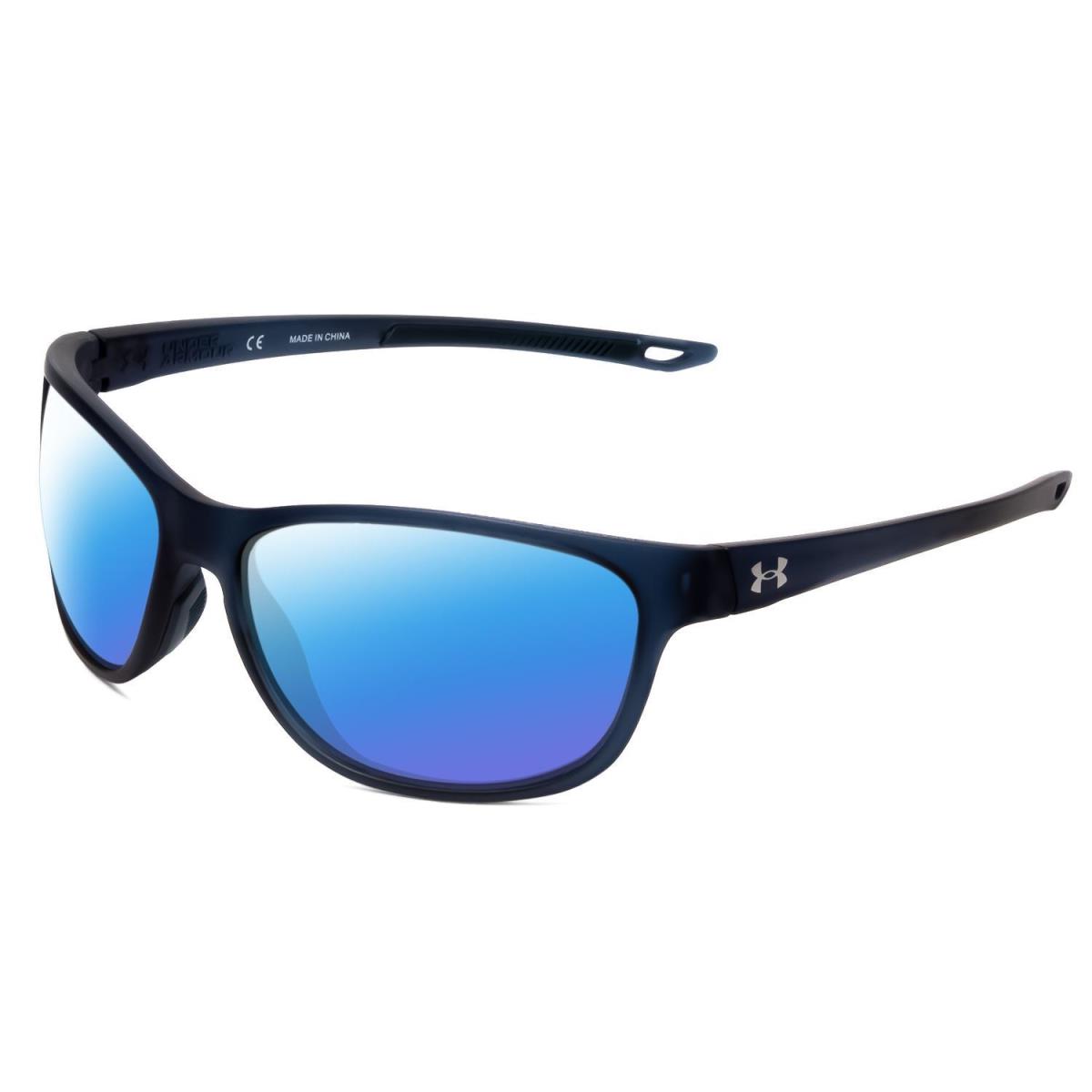 Under Armour Undeniable Unisex Oval Polarized Sunglasses Matte Blue Crystal 61mm Blue Mirror Polar