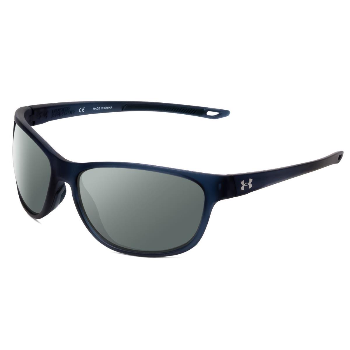 Under Armour Undeniable Unisex Oval Polarized Sunglasses Matte Blue Crystal 61mm Smoke Grey Polar