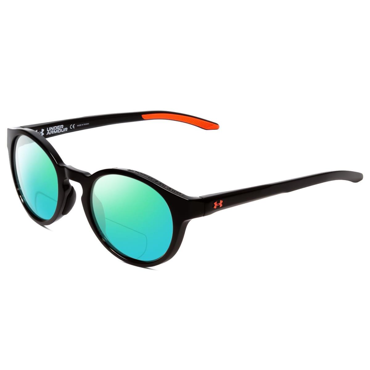 Under Armour Infinity Unisex Polarized Bi-focal Sunglasses Black Coral Pink 52mm Green Mirror