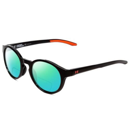 Under Armour Infinity Unisex Polarized Bi-focal Sunglasses Black Coral Pink 52mm Green Mirror