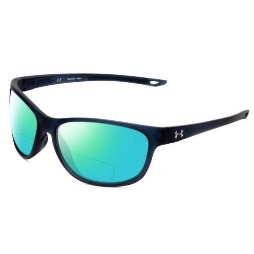 Under Armour Undeniable Unisex Polarized Bi-focal Sunglasses Blue Crystal 61 mm Green Mirror