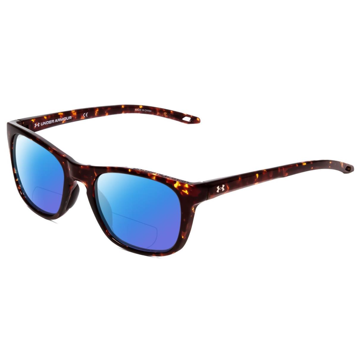 Under Armour Raid Unisex Polarized Bi-focal Sunglasses in Havana Tortoise 55 mm Blue Mirror