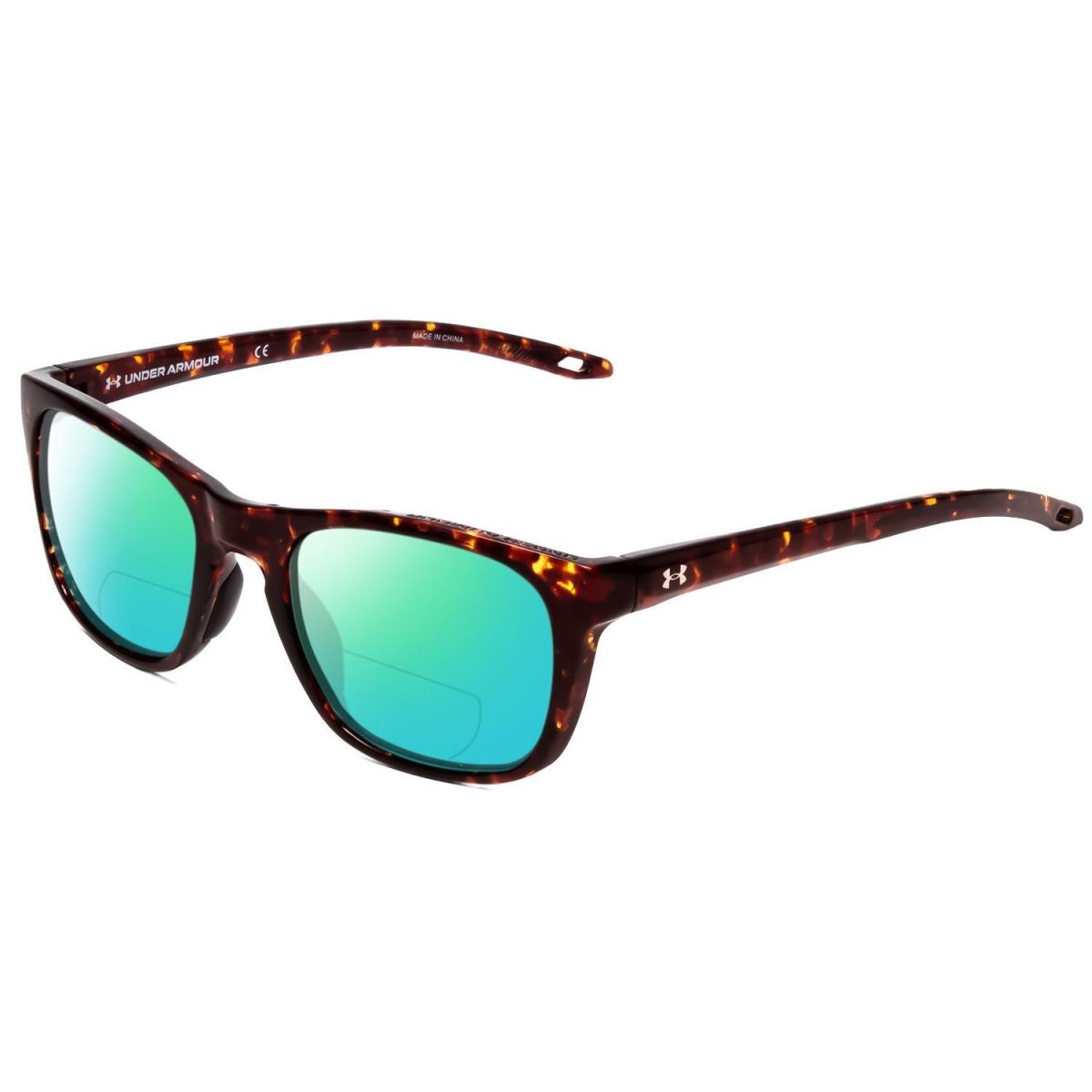 Under Armour Raid Unisex Polarized Bi-focal Sunglasses in Havana Tortoise 55 mm Green Mirror