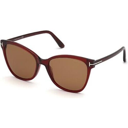 Tom Ford TF 844 FT0844 Shiny Transparent Burgundy Brown Lenses 68E Sunglasses