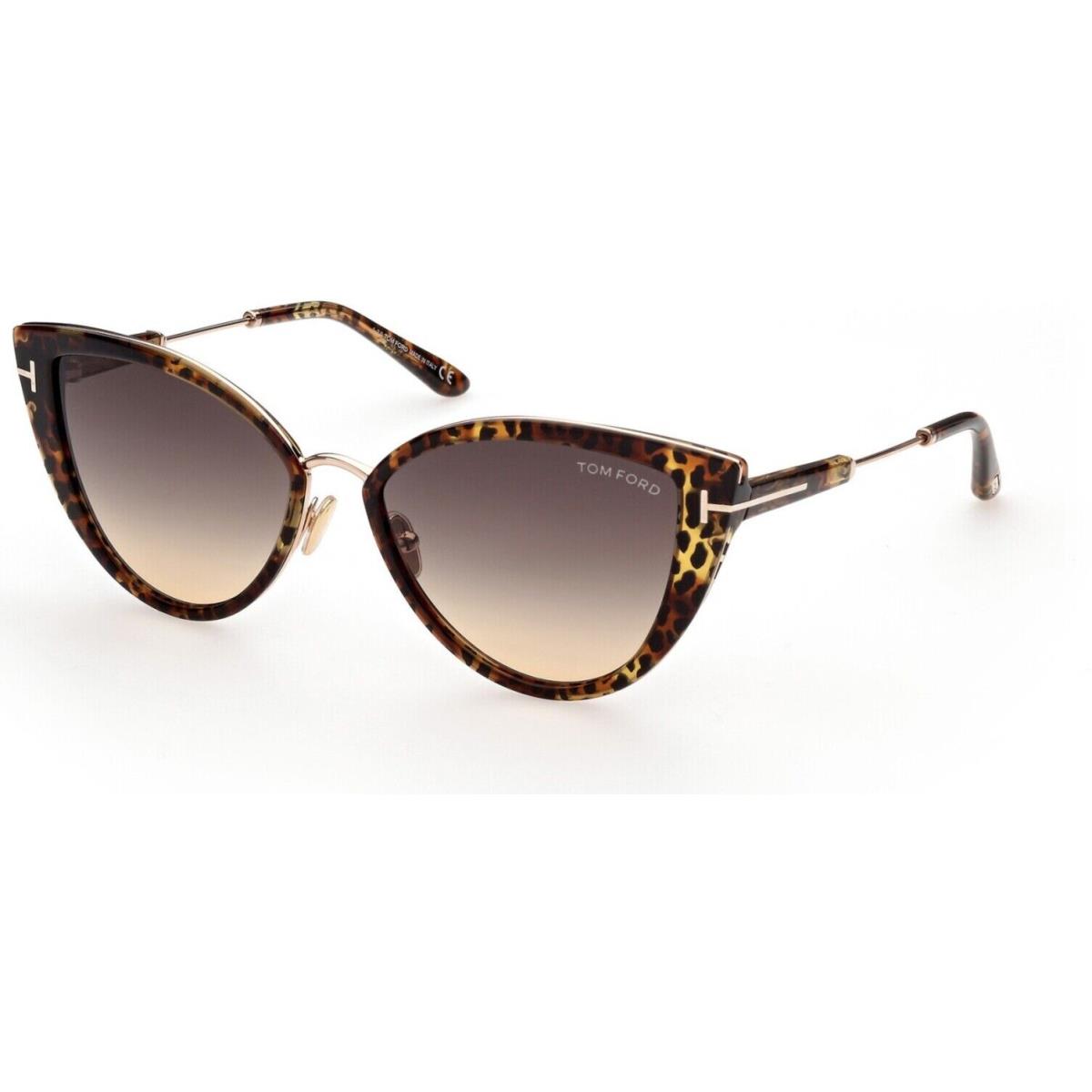 Tom Ford TF 868 FT0868 Anjelica-02 Leopard Vintage Havana w 52B Sunglasses - Frame: leopard-vintage-havana-w-rose-gold-grad-smoketoyellow-lenses