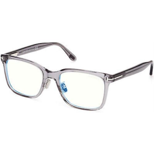 Tom Ford TF 5853 FT5853 -d-b Shiny Grey t Logo Blue Block Lenses 020 Eyeglasses