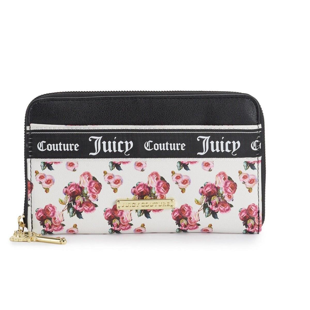 Juicy Couture Varsity Blooms Large Zip-around Clutch Wallet Floral Roses