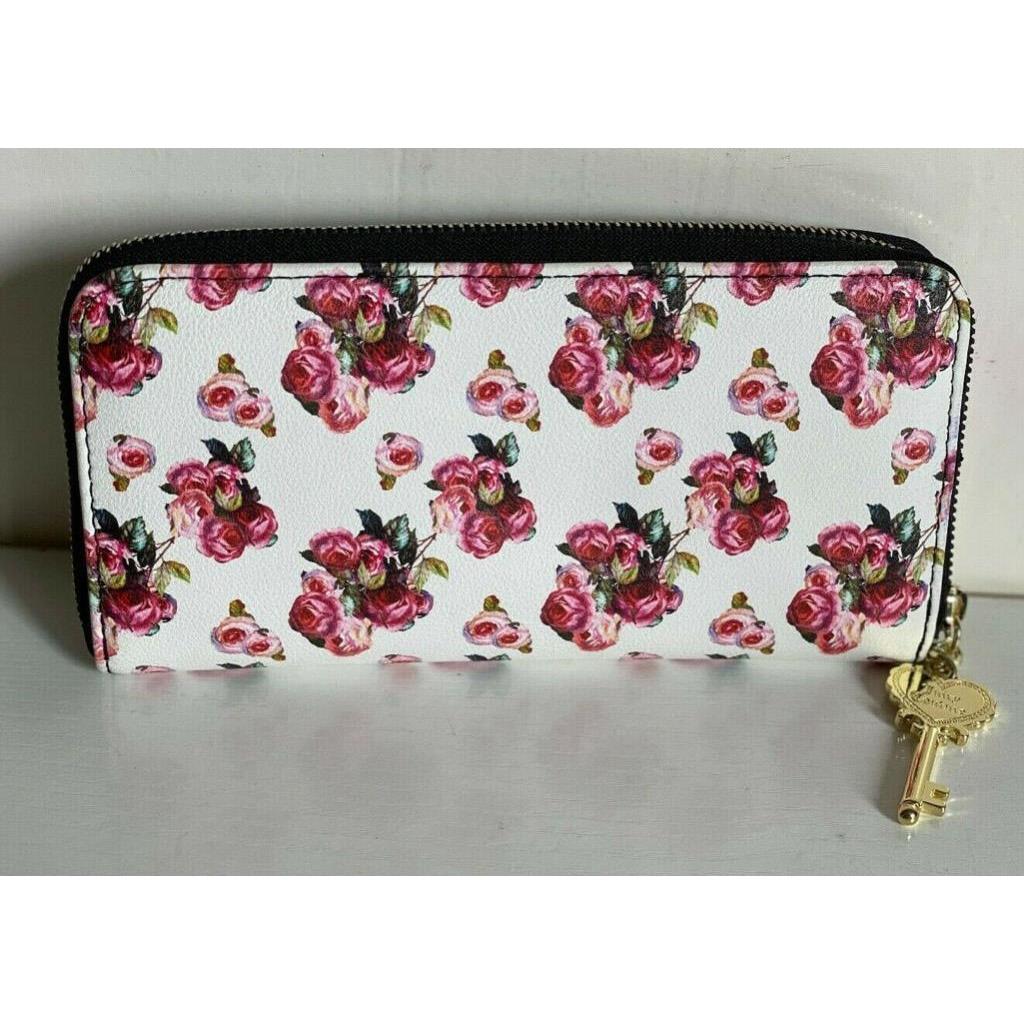 Juicy Couture Varsity Blooms Large Zip-around Clutch Wallet Floral Roses