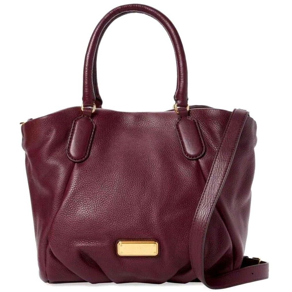 Marc Jacobs Q Fran Burgundy Wine Italian Leather Shoulder Tote Bag