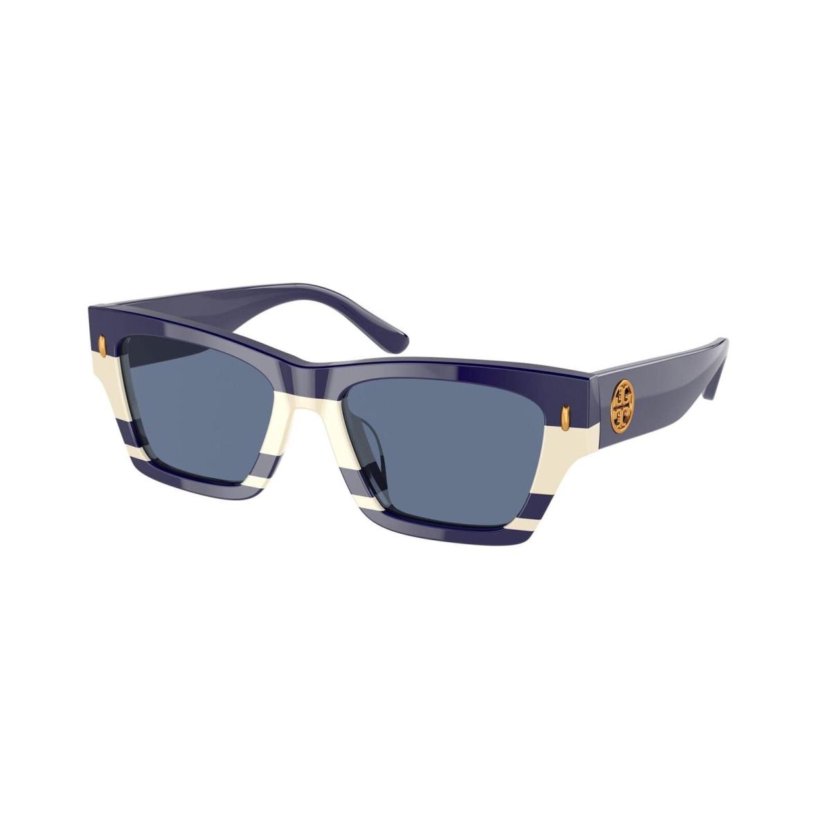 Tory Burch Women`s TY7169U Universal Fit Rectangular Sunglasses Navy Ivory