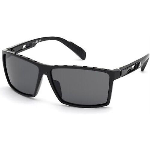 Adidas Sport SP0010 Shiny Black Smoke Polarized Lenses 01D Sunglasses