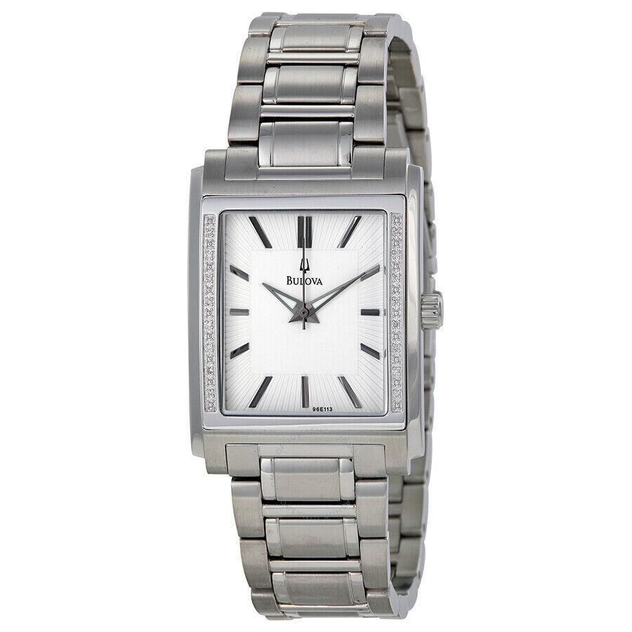 Bulova 96E113 Diamond Bezel Silver Tone Stainless Steel Men`s Watch