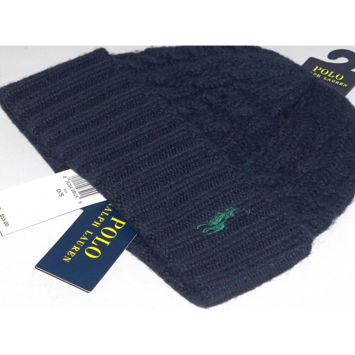 Polo Ralph Lauren Men`s Wool Cable Knit Pony Beanie Hat Watch Ski Cap Navy