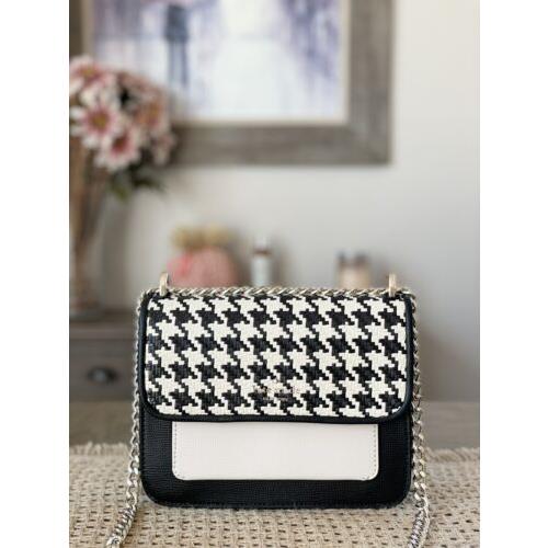 Buy the Kate Spade Black Multicolor Woven Houdstooth Remi Flap